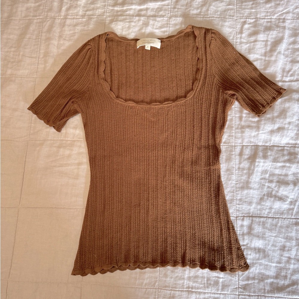 Sezane Pointelle Knit Top